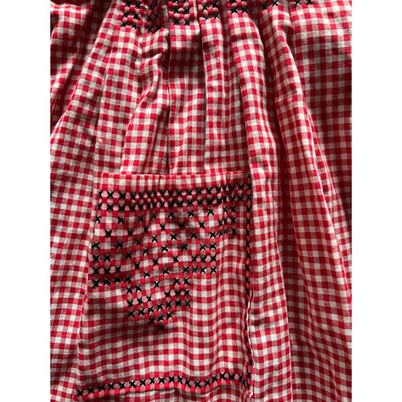 Apron Vintage Chicken scratch Apron Red Gingham - Picture 3 of 3
